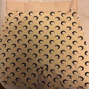 Marine Serre Beige Shorts with Black Crescent Pattern